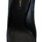 Elegant Crystal Embellished Blue Pumps
