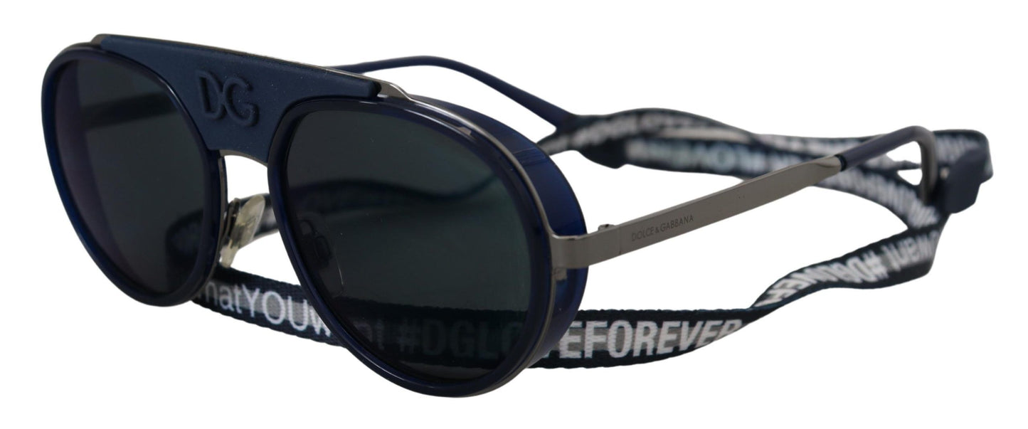 Elegant Unisex Blue Metal Sunglasses