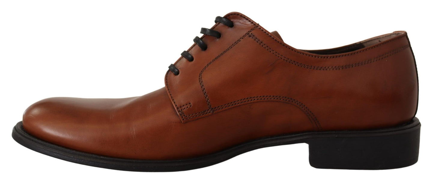 Brown Leather Lace Up Mens Formal Derby Shoes