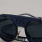 Elegant Unisex Blue Metal Sunglasses