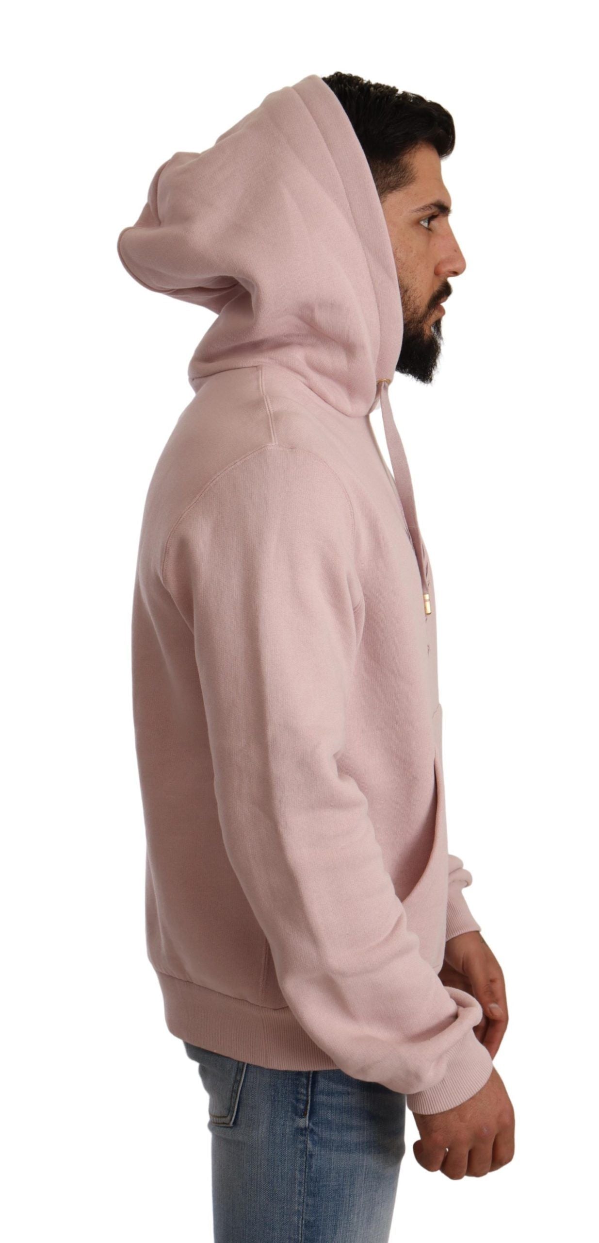 Elegant Pink Crown Print Hooded Sweater