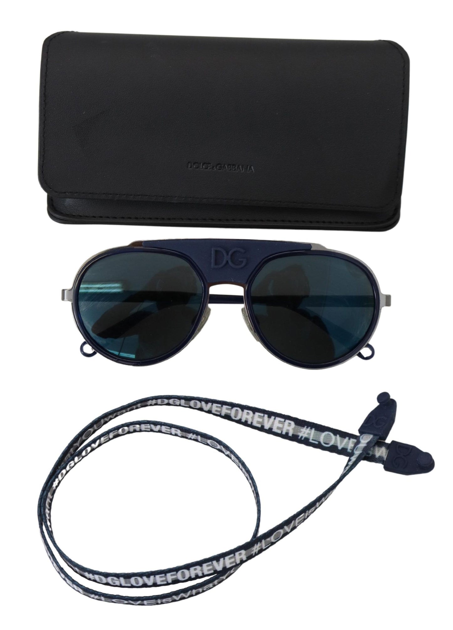 Elegant Unisex Blue Metal Sunglasses