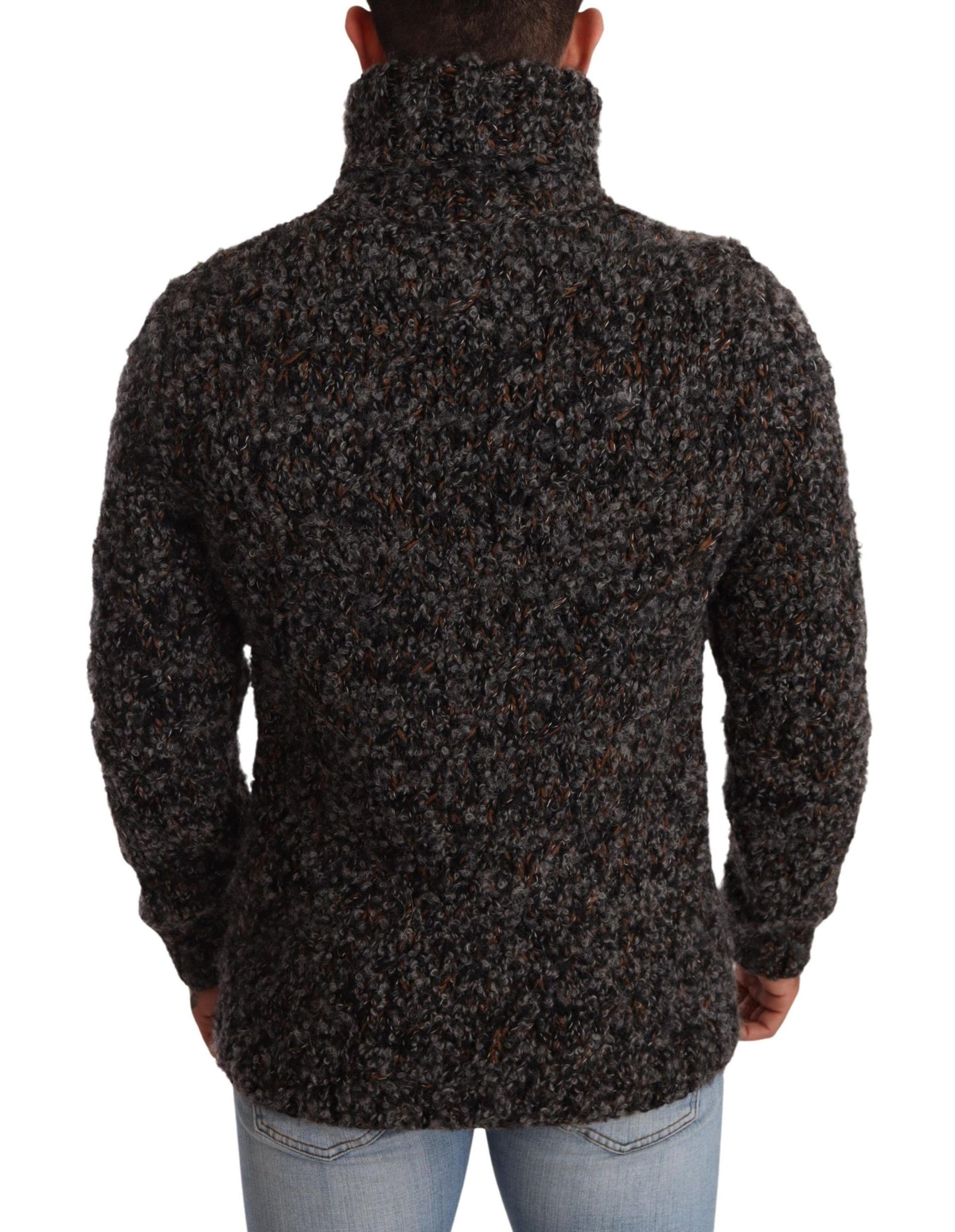 Gray Wool Blend Turtleneck Pullover Sweater