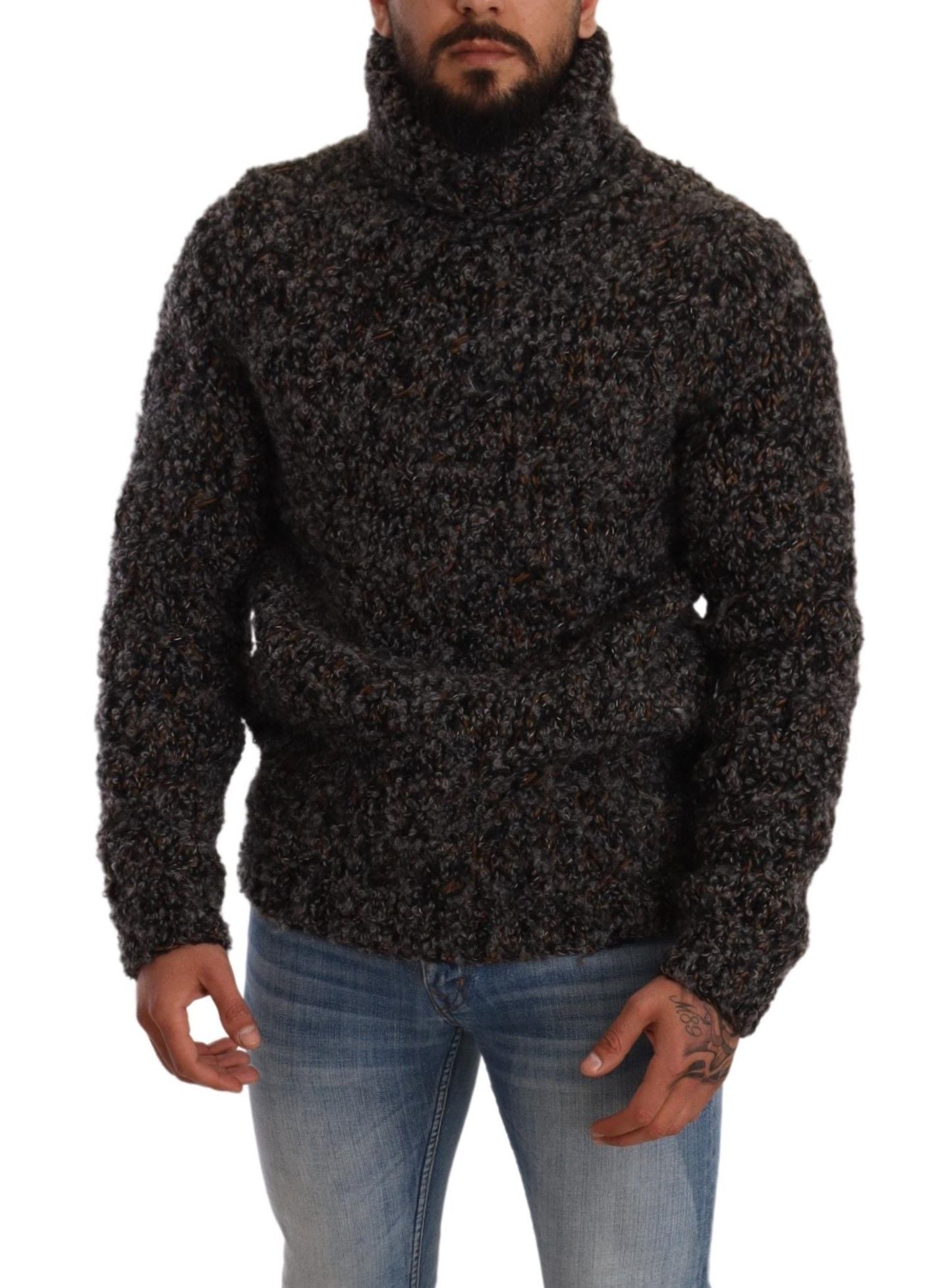 Gray Wool Blend Turtleneck Pullover Sweater