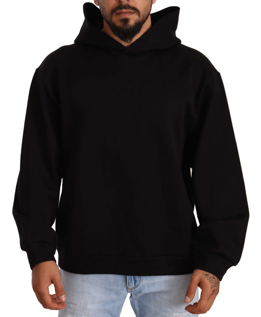 Elegant Black Hooded Pullover Sweater