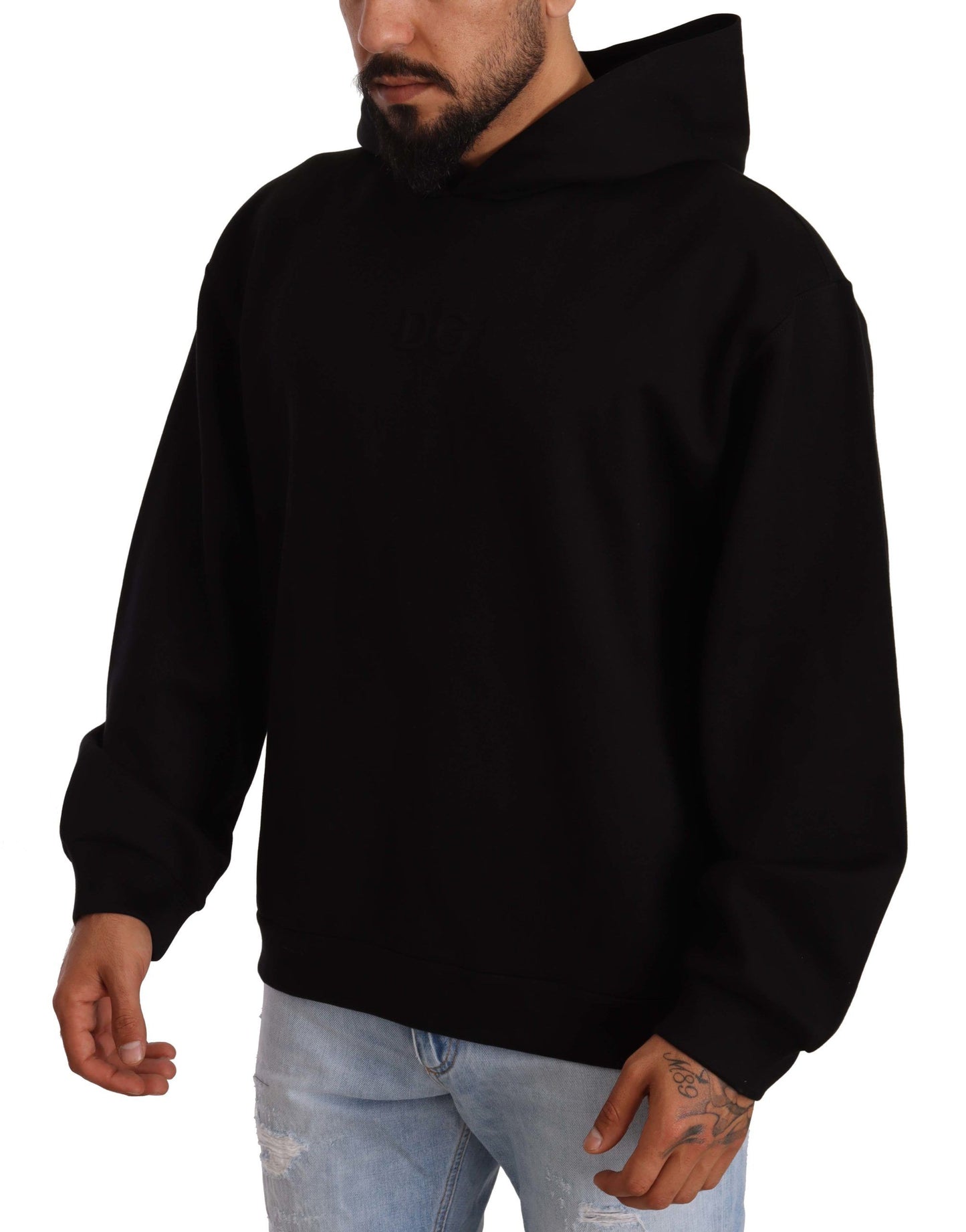 Elegant Black Hooded Pullover Sweater