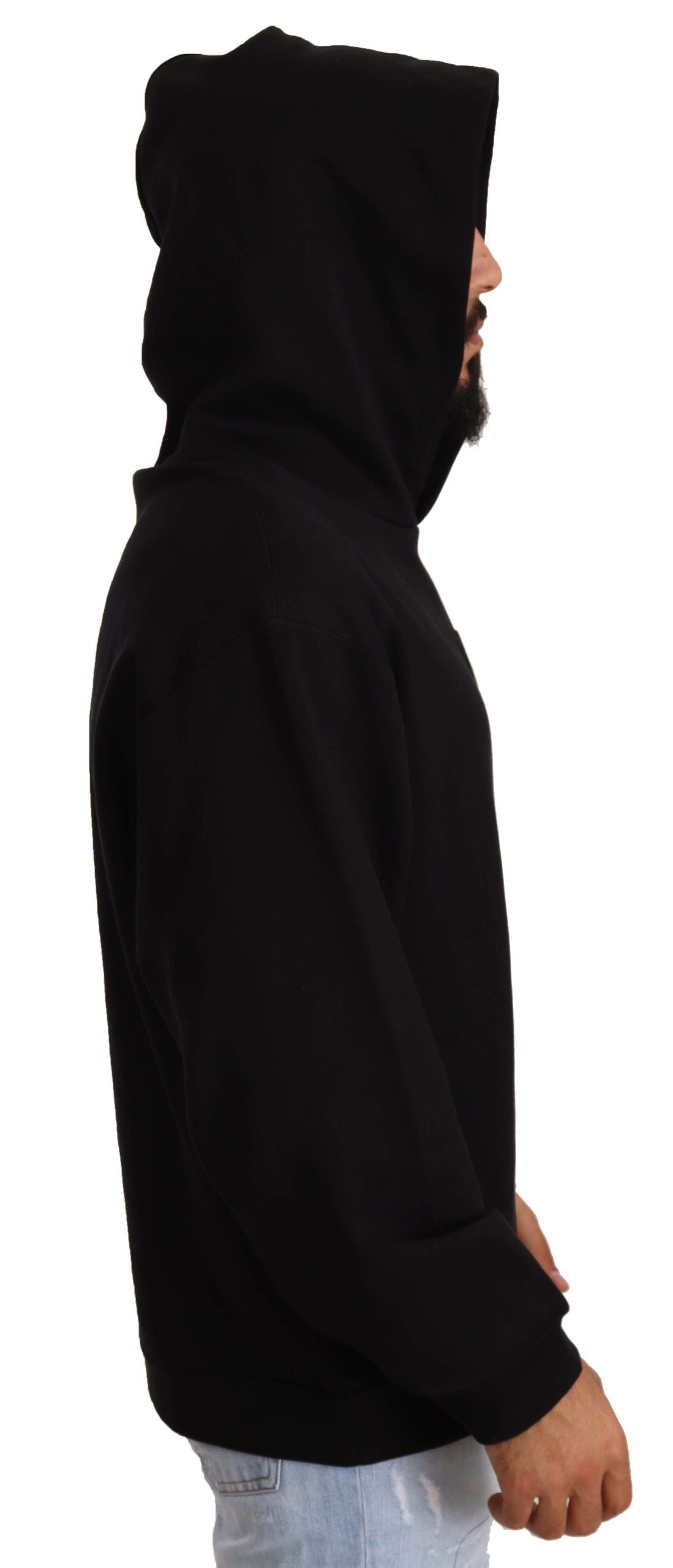 Elegant Black Hooded Pullover Sweater