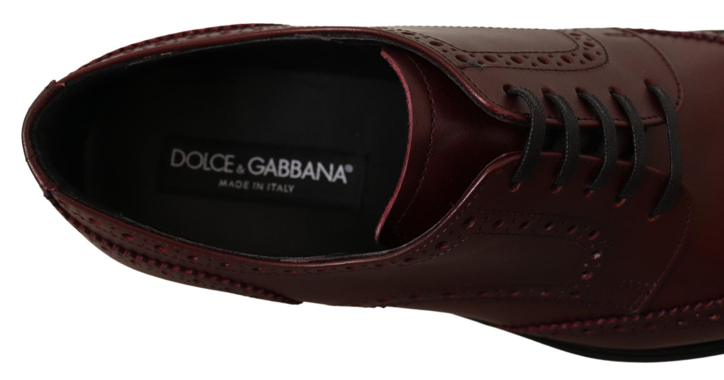 Elegant Bordeaux Leather Derby Shoes