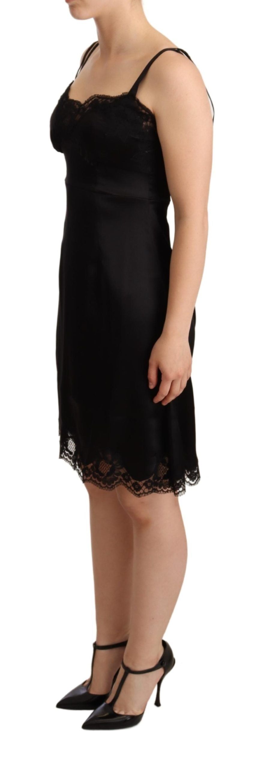 Elegant Satin Lace Detail Cocktail Dress