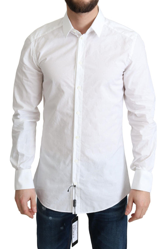 Elegant White Cotton Dress Shirt