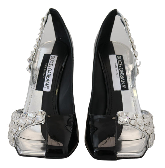 Elegant Crystals Embellished Leather Pumps