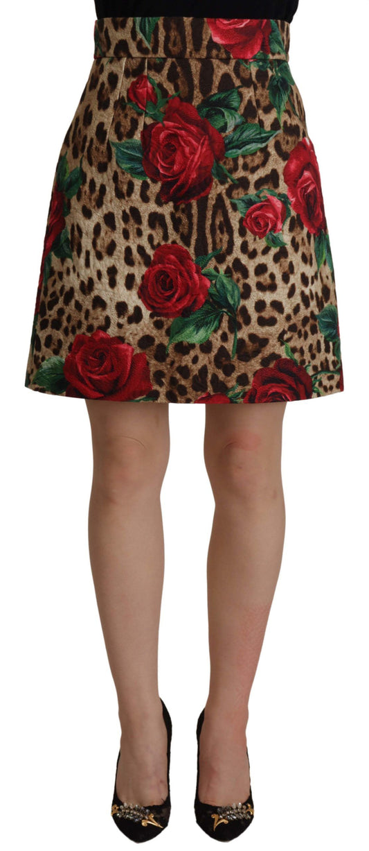 Chic Floral Leopard A-Line Mini Skirt