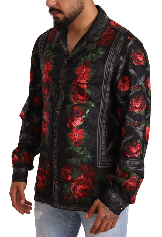 Elegant Silk Floral Dress Shirt