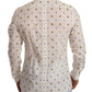 Elegant White Cotton Poplin Shirt with Unique Fly Print