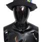 Elegant Black Fedora with Floral Patch