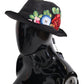 Elegant Black Fedora with Floral Patch