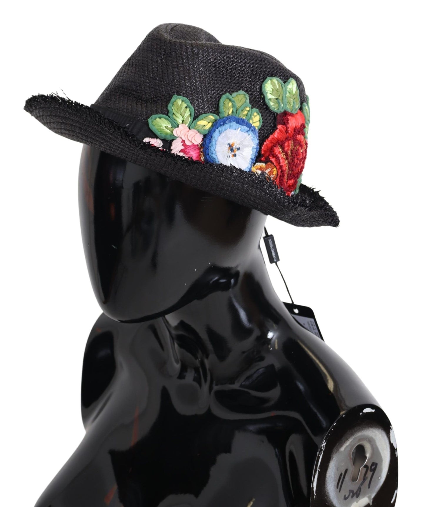 Elegant Black Fedora with Floral Patch