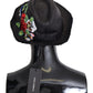 Elegant Black Fedora with Floral Patch
