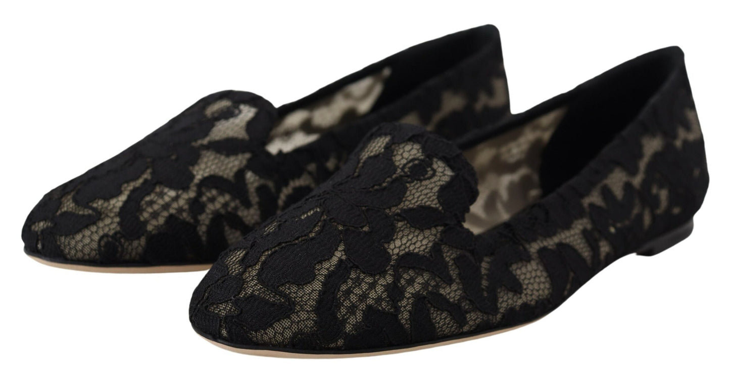 Elegant Black Lace Flat Shoes