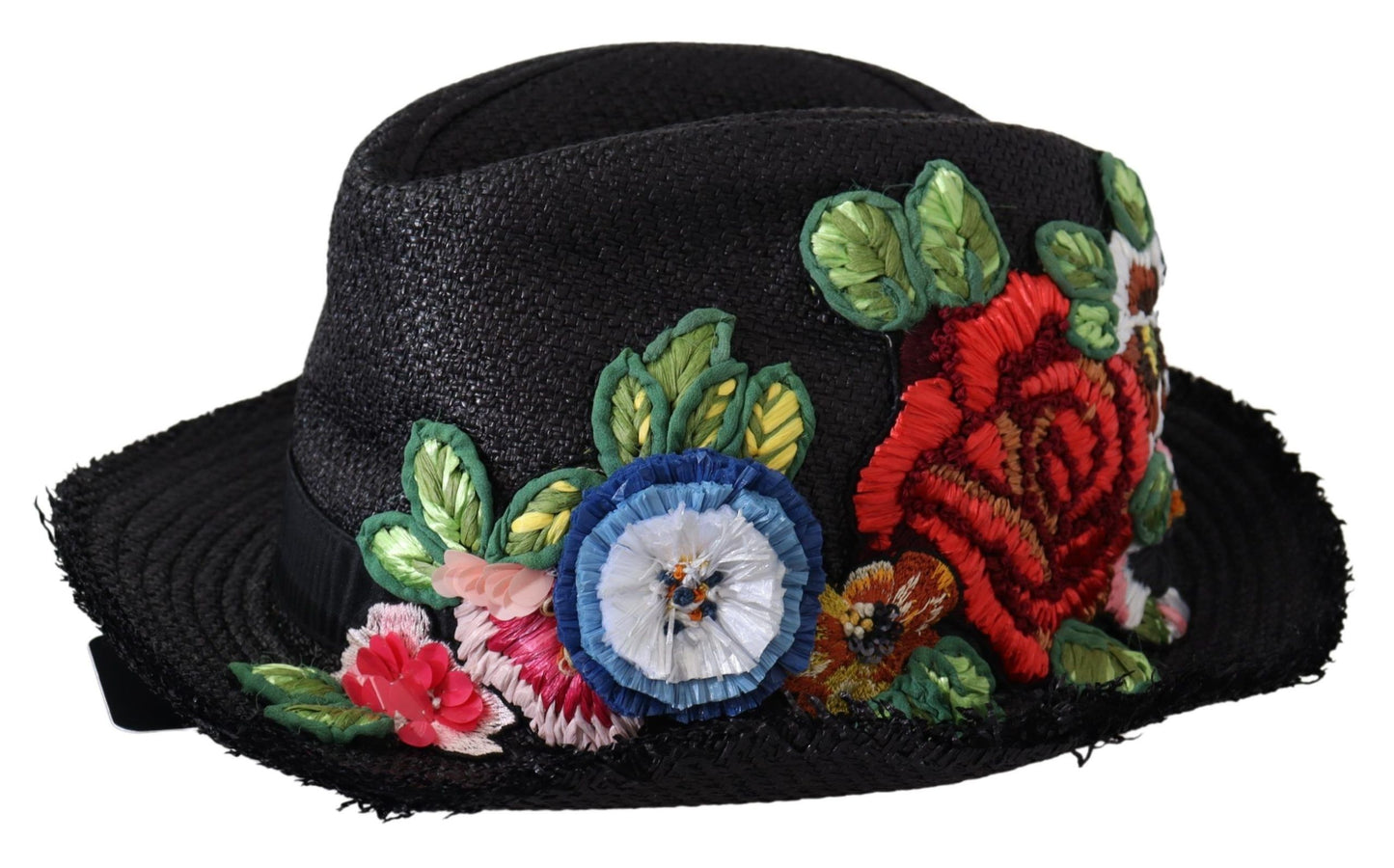 Elegant Black Fedora with Floral Patch