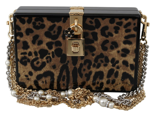 Elegant Leopard Box Shoulder Bag