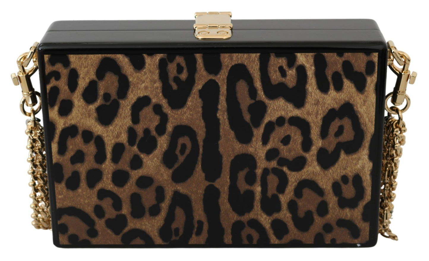 Dolce & Gabbana Brown Leopard Women Shoulder BOX Wood Women's Bag