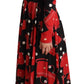 Black Sicily Bag Print Flared Midi Dress