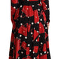 Black Sicily Bag Print Flared Midi Dress