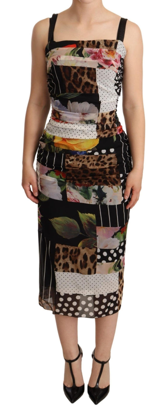 Multicolor Silk-Blend Sheath Dress