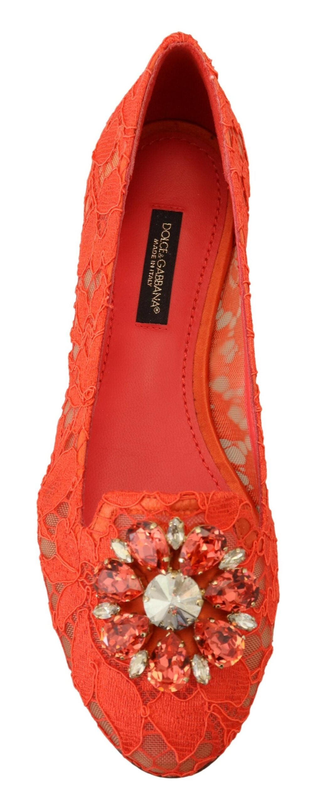 Elegant Lace Vally Flats in Coral Red