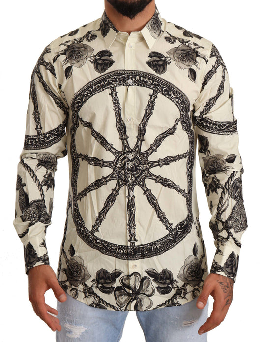 Elegant Slim Fit Wheel Print Shirt