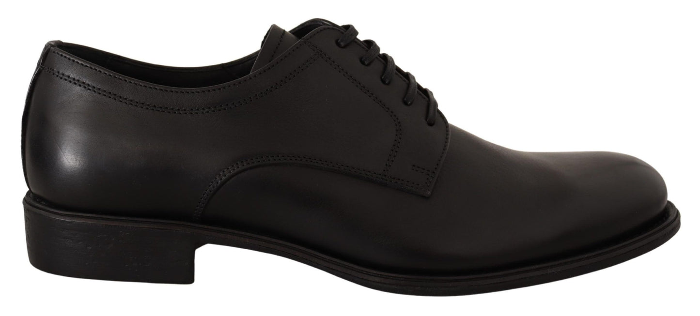 Black Leather Lace Up Mens Formal Derby Shoes