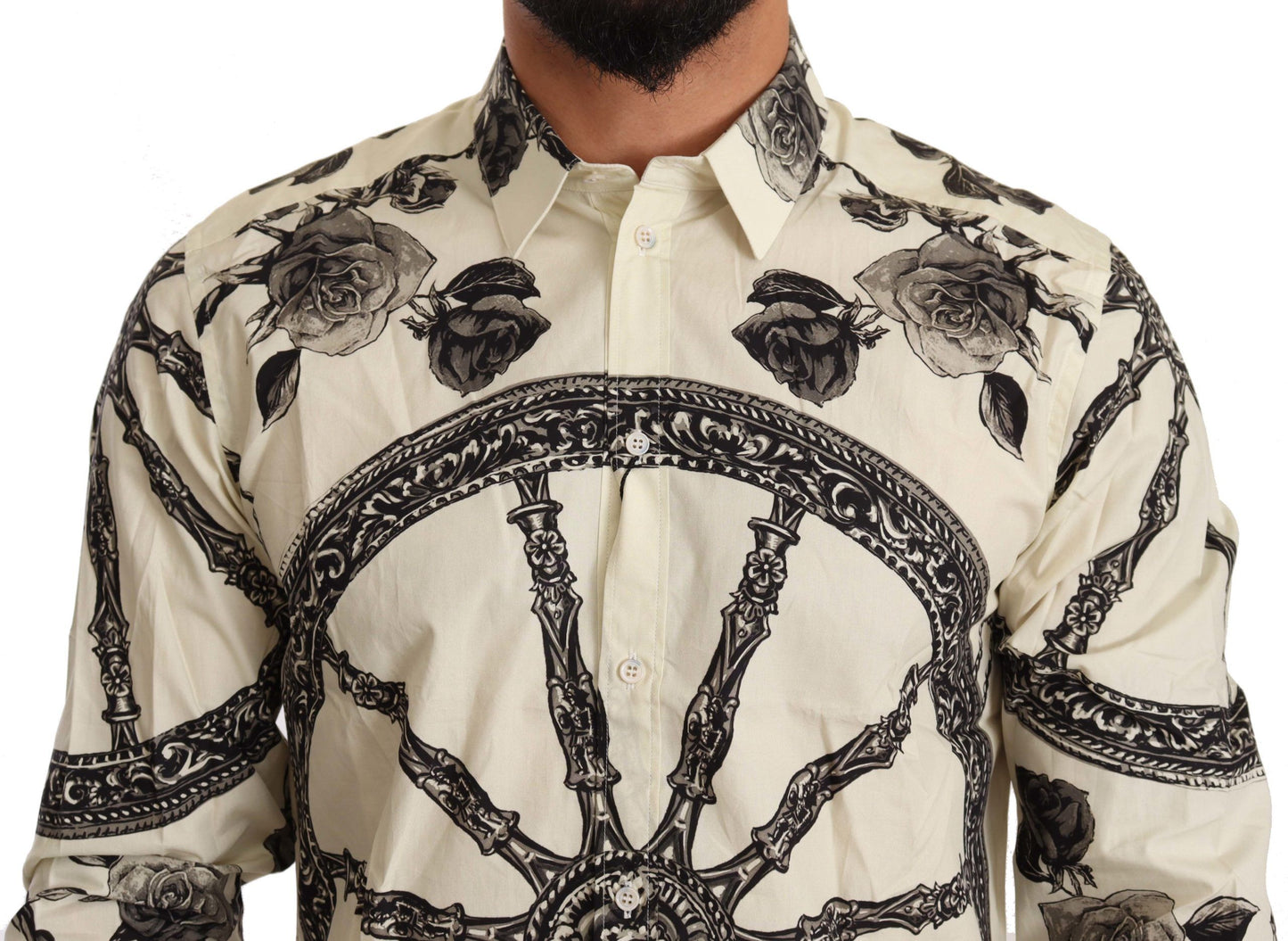 Elegant Slim Fit Wheel Print Shirt