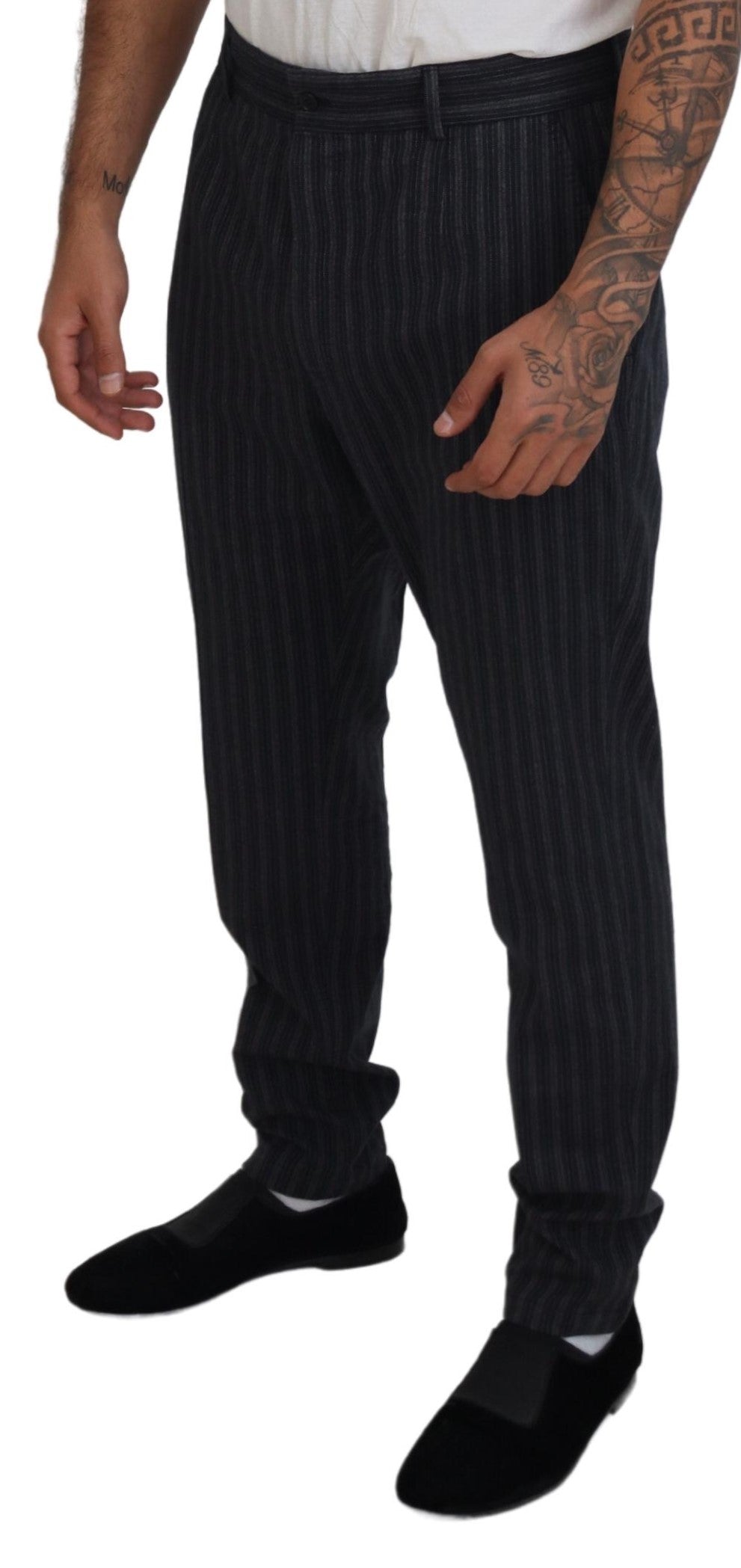 Dark Gray Stripes Chino Dress Pants