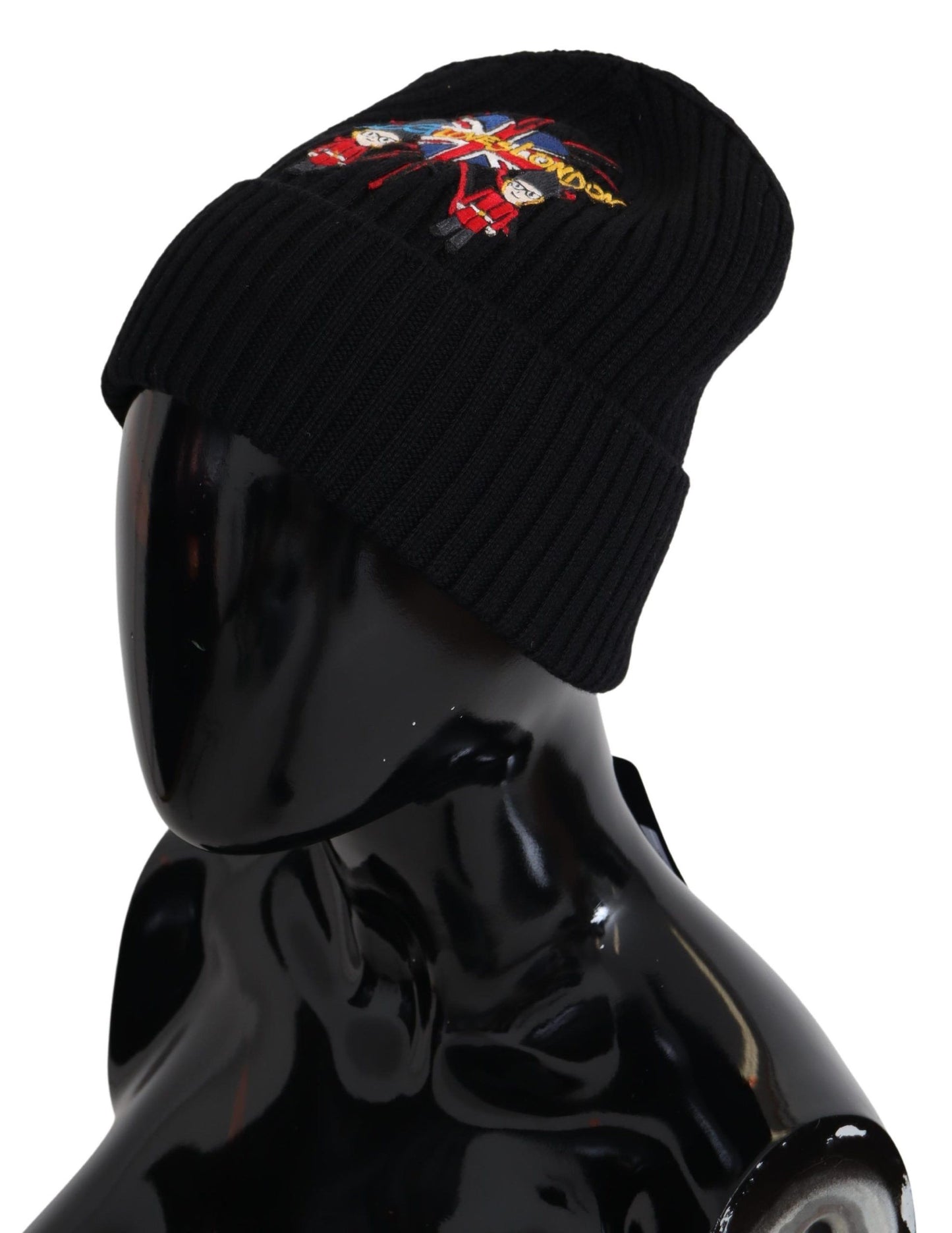 Elegant Black Wool Beanie Hat