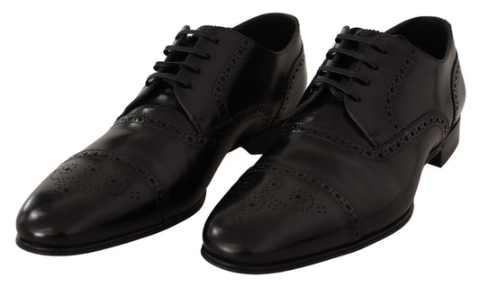 Elegant Black Leather Derby Oxford Shoes