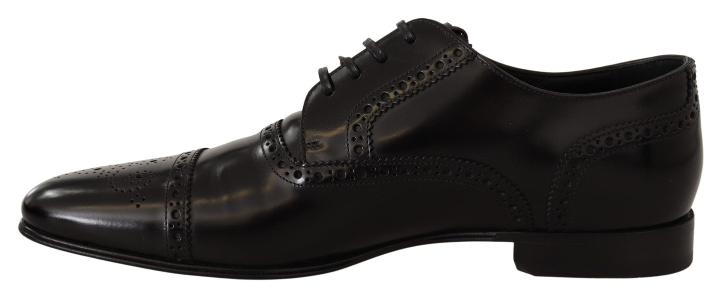 Elegant Black Leather Derby Oxford Shoes