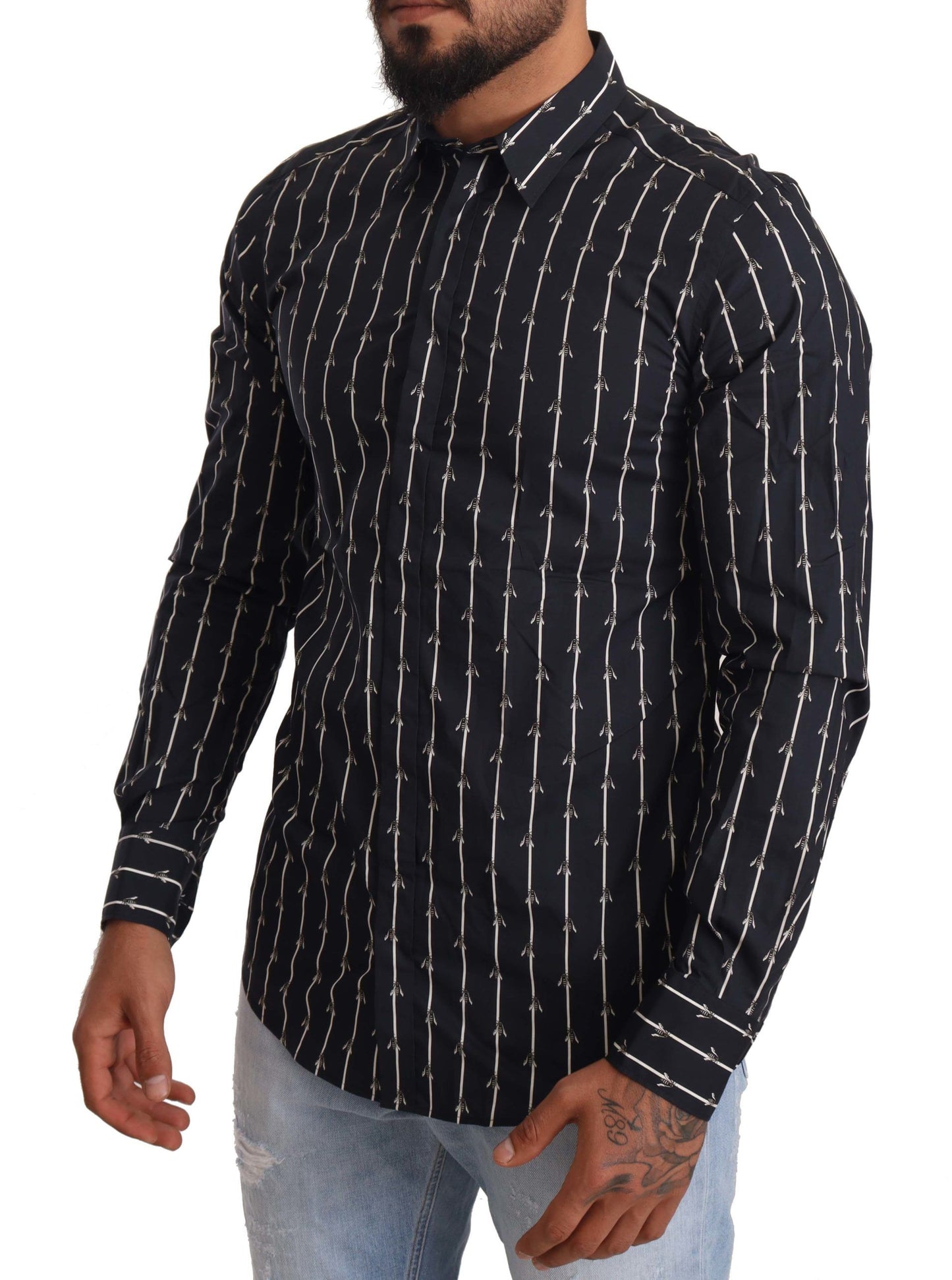 Elegant Gold Cotton Poplin Shirt with Unique Print