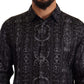 Elegant Silk Crown Print Martini Dress Shirt