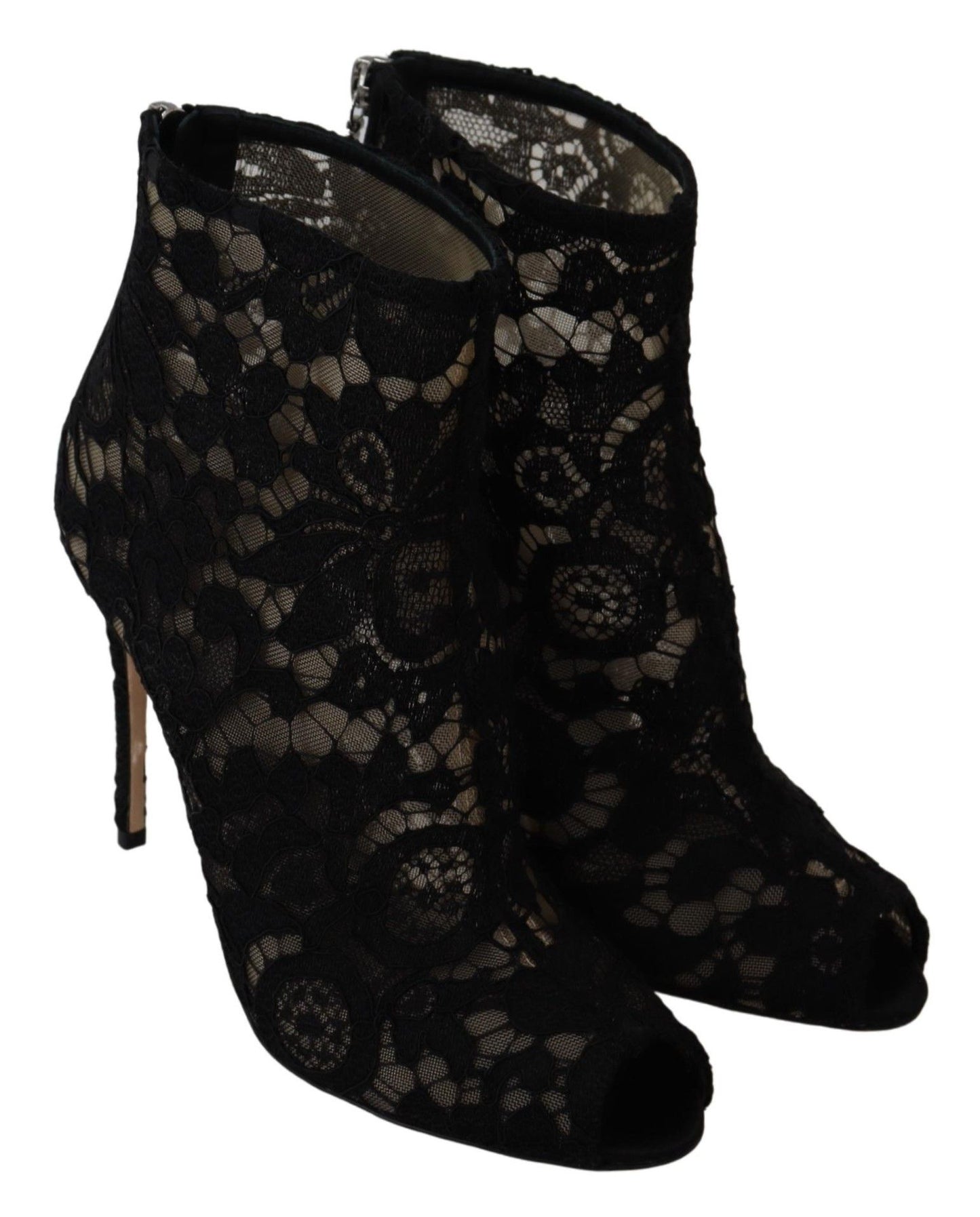 Black Taormina Lace Stiletto Booties