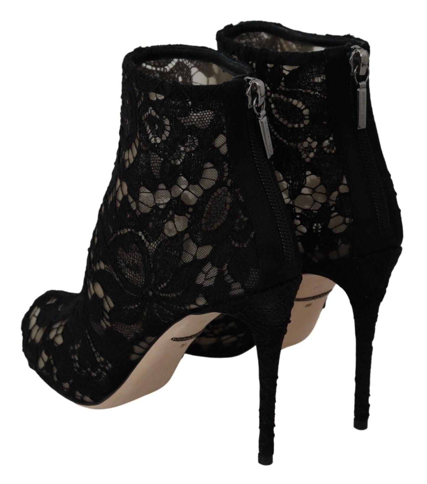 Black Taormina Lace Stiletto Booties