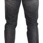 Gray Embroidery Tattered Cotton Denim Jeans