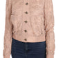 Elegant Pink Short Jacket with Crystal Buttons