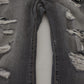 Gray Embroidery Tattered Cotton Denim Jeans