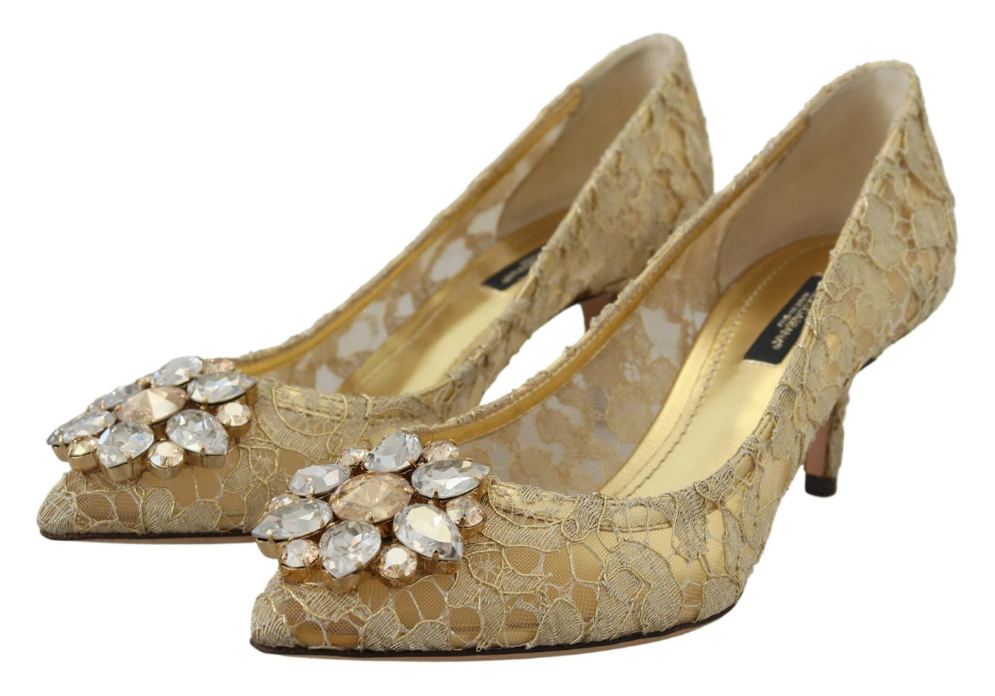 Radiant Gold Lace Crystals Heels