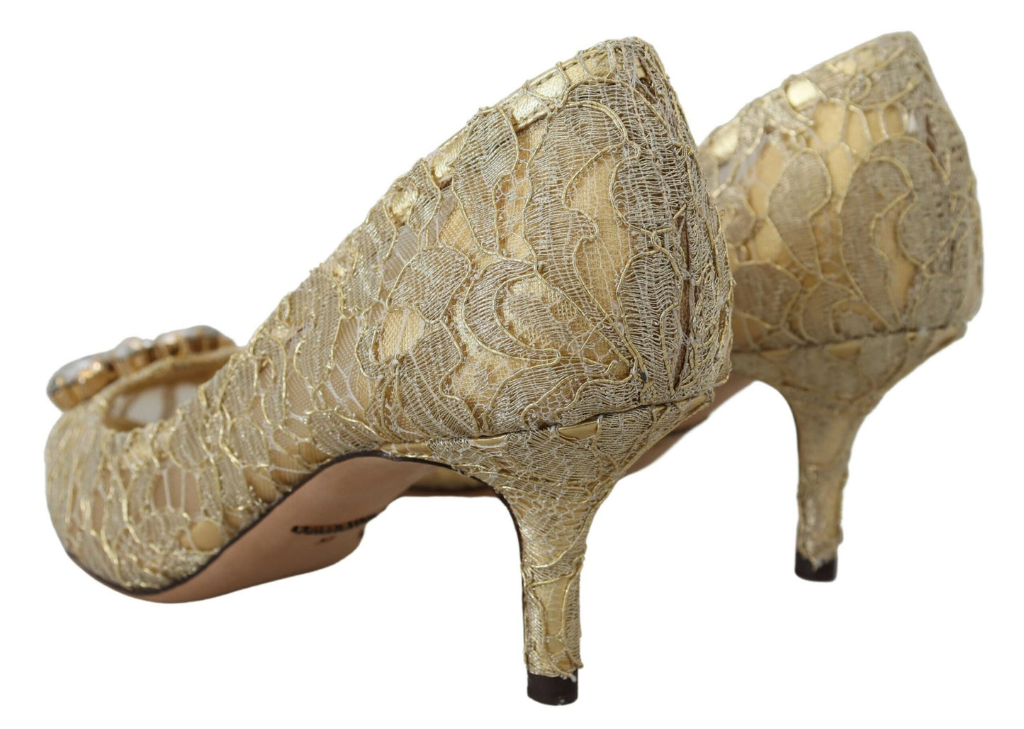 Radiant Gold Lace Crystals Heels