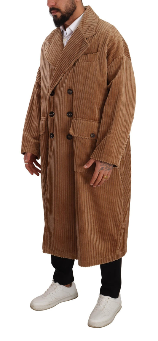 Elegant Beige Cotton Overcoat for Men