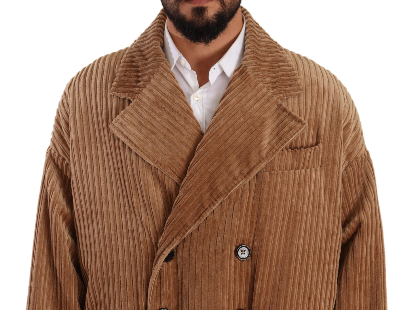 Elegant Beige Cotton Overcoat for Men