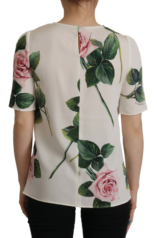 Multicolor Floral Zip Back Silk Blouse Top