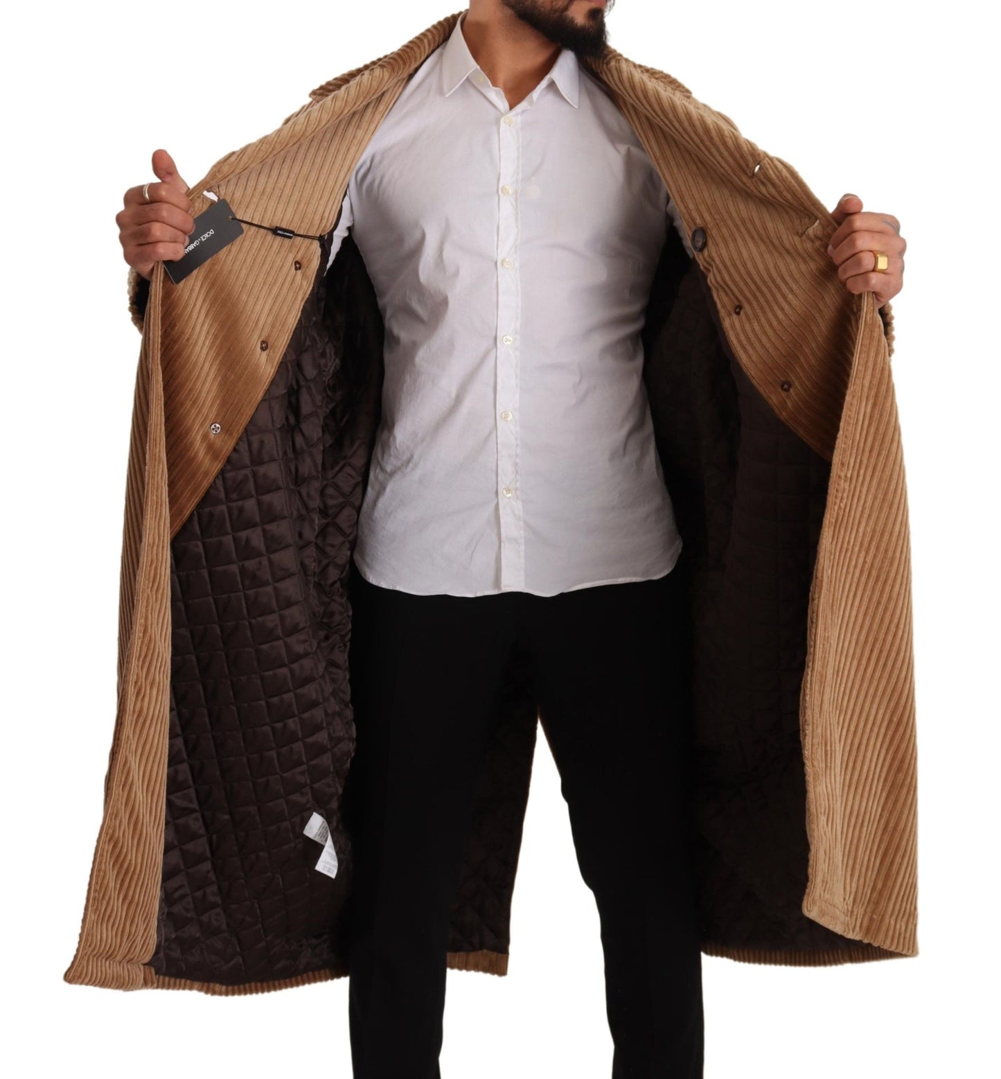 Elegant Beige Cotton Overcoat for Men